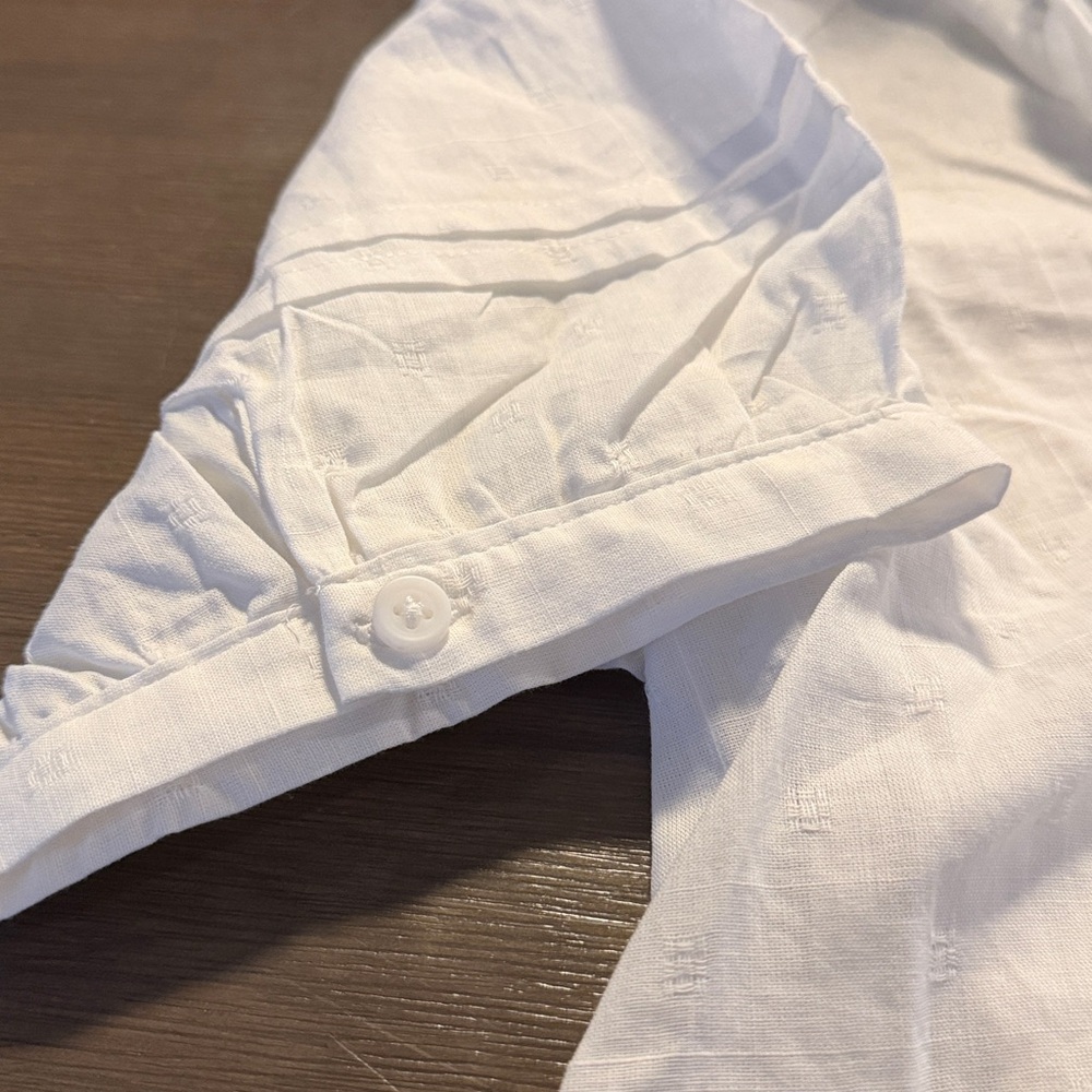 beachlunchlounge White Peasant-Style Button Front Blouse - Picture 7 of 12